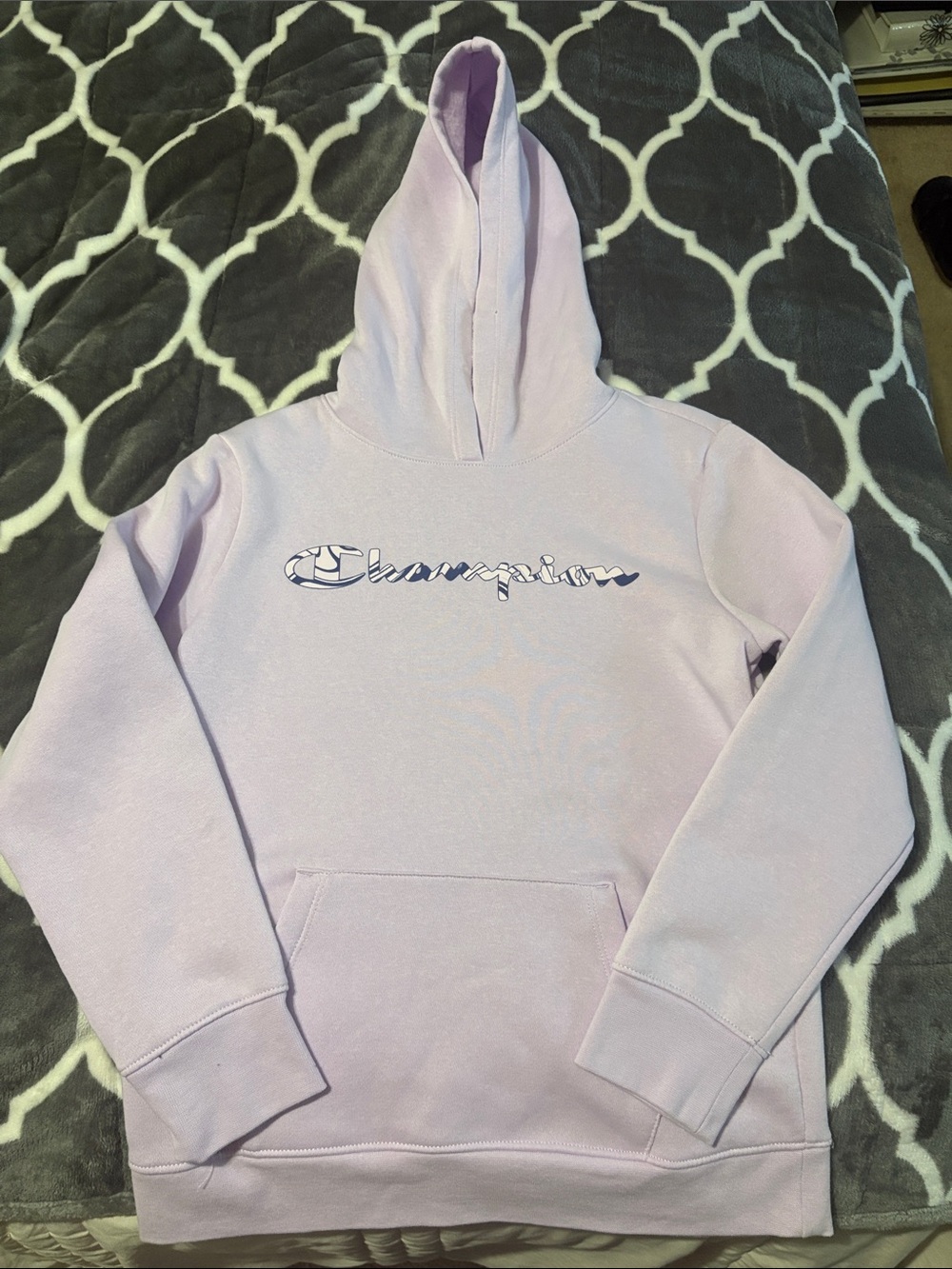 Champion Light Lavender Script Logo Hoodie